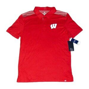 Wisconsin Badgers Fanatics Mens Adult Short Sleeve Polo Shirt sz. Medium New